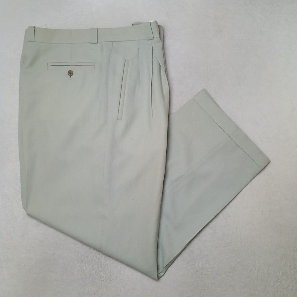 Zanella Pants Men 38x30 Blue Dress Double Pleated Cuffed Lined Suit Slacks Work